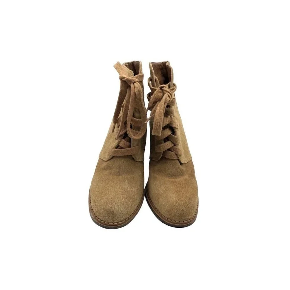Kate Spade Women's Saundra Suede Wedge Ankle Boots‎ Shoes Size 9.5 Beige
